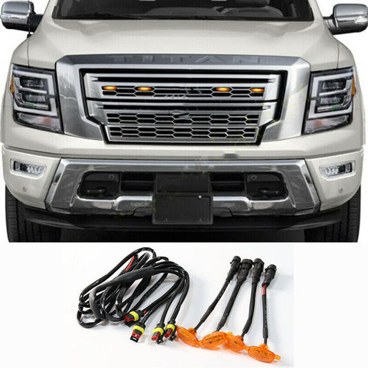 for Nissan Titan 2017-2024 yellow Style Grill LED Marker Light Kit