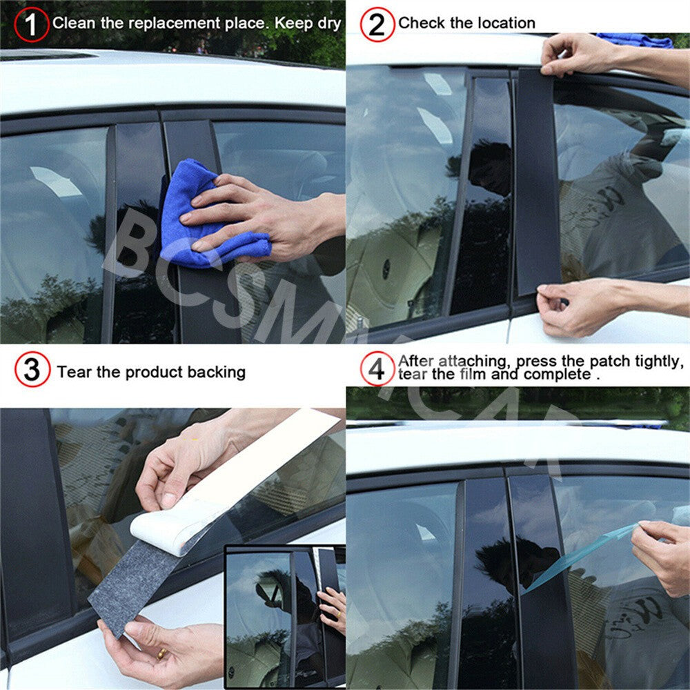 Fit For 2009-2019 for Ford Flex Pillar Sticker Car Door Window Post Trim Cover Decal