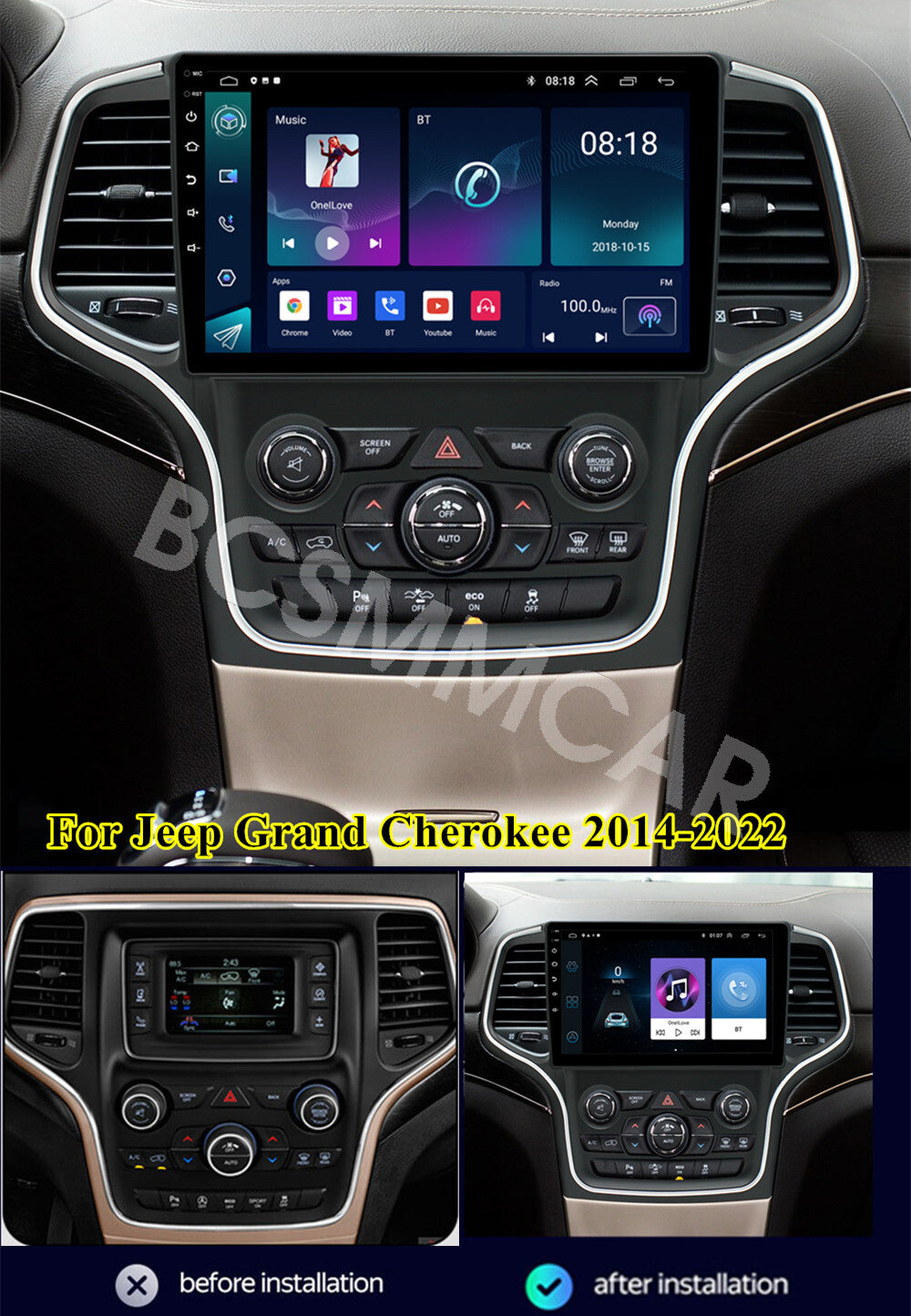 Fit for Jeep Grand Cherokee 2014-2022 Car Radio Stereo GPS Player WIFI BT RDS