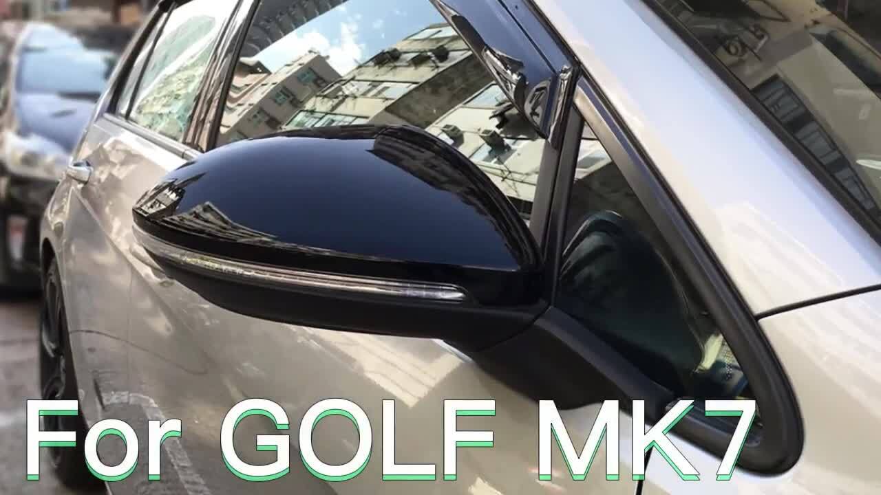 Glossy Black Mirror Cover Caps Replacement for VW for Golf 7 MK7 MK75 R GTI TSI v
