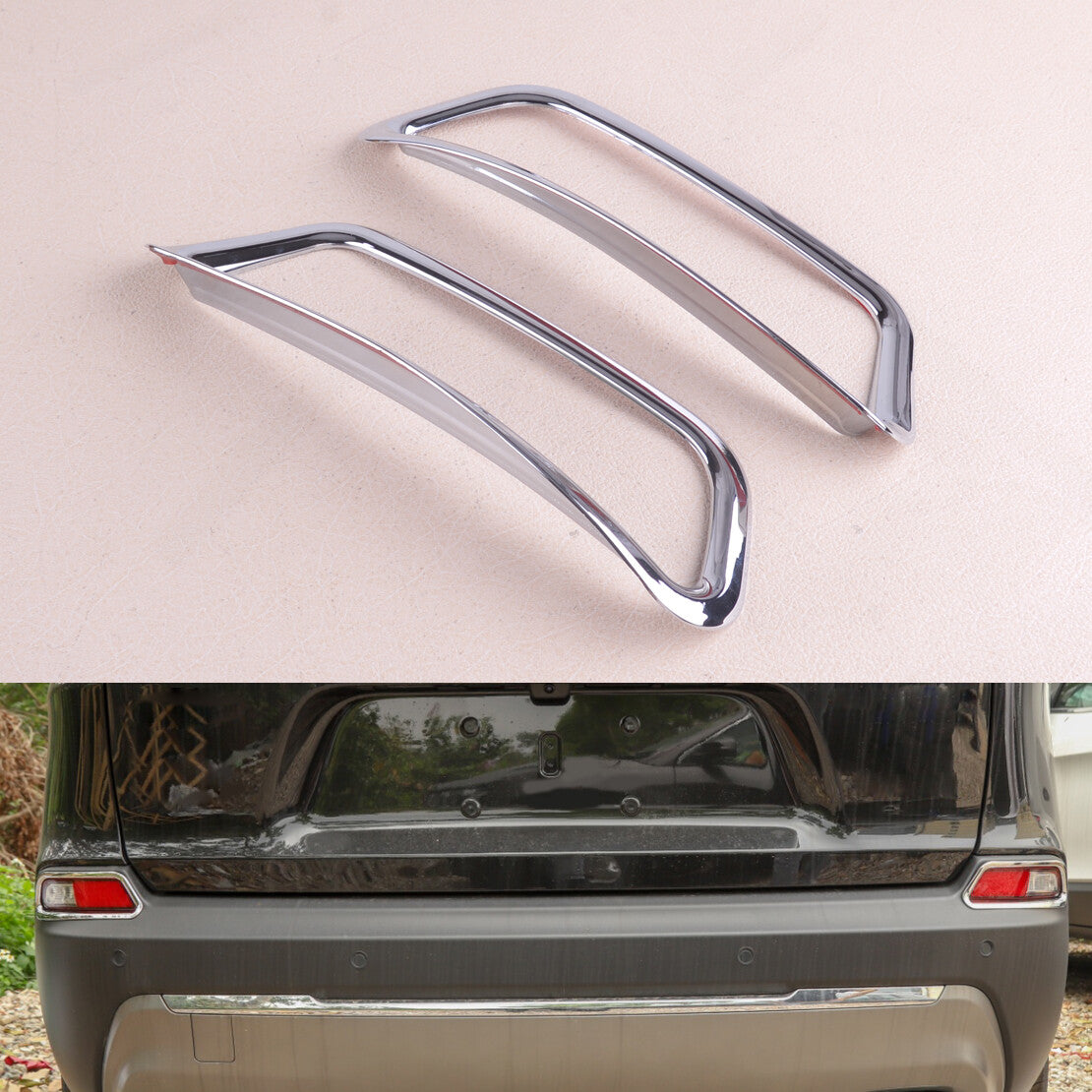 2-piece ABS chrome rear fog light cover trim for 2019 for Jeep Cherokee