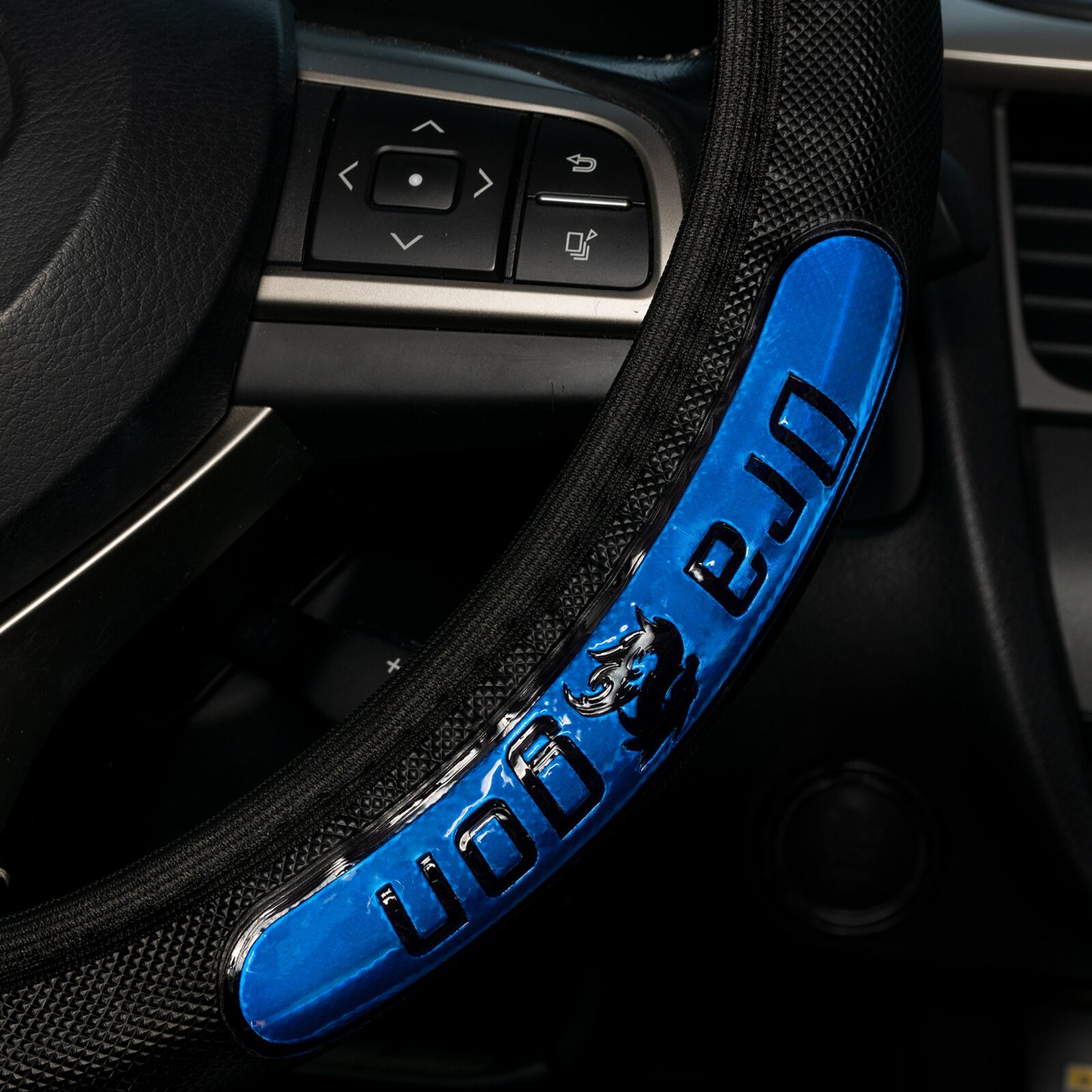 PU Leather 36-38cm Car Steering Wheel Cover Black Blue Auto Elastic Protector