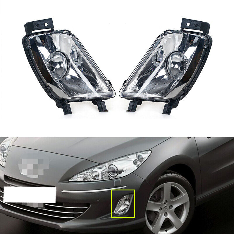Front Bumper Fog Lights Lamps With Bulbs for Peugeot 408 2010-2013 Left+Right