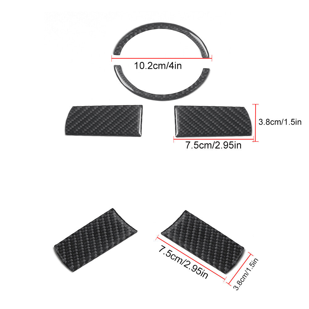 5Pcs Red Carbon Fiber Steering Wheel Button Cover Trim For 5Series E60 05-11 v