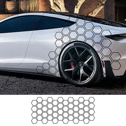 Car Accessories Hexagon Stickers Honeycomb Pattern Decals Body Trim Black