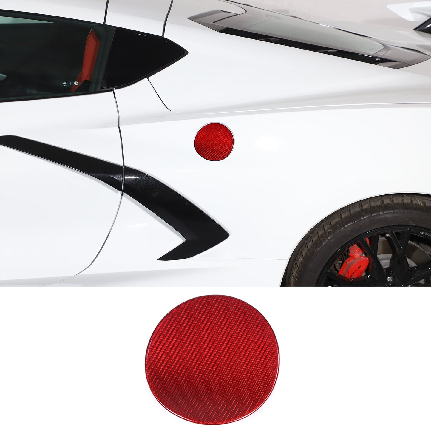 Red carbon fuel filler cap for Corvette C8 Z06 Z51 Stingray Coupe - Convertible