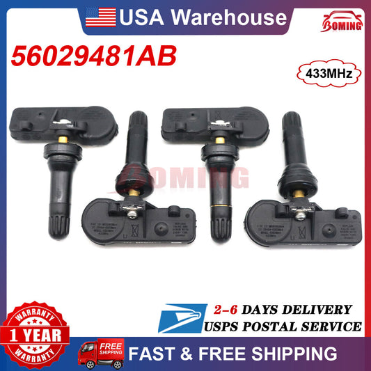56029481AB Tire Pressure Sensor Monitoring 4PCS TPMS 433MHz for Dodge for Ram for Jeep