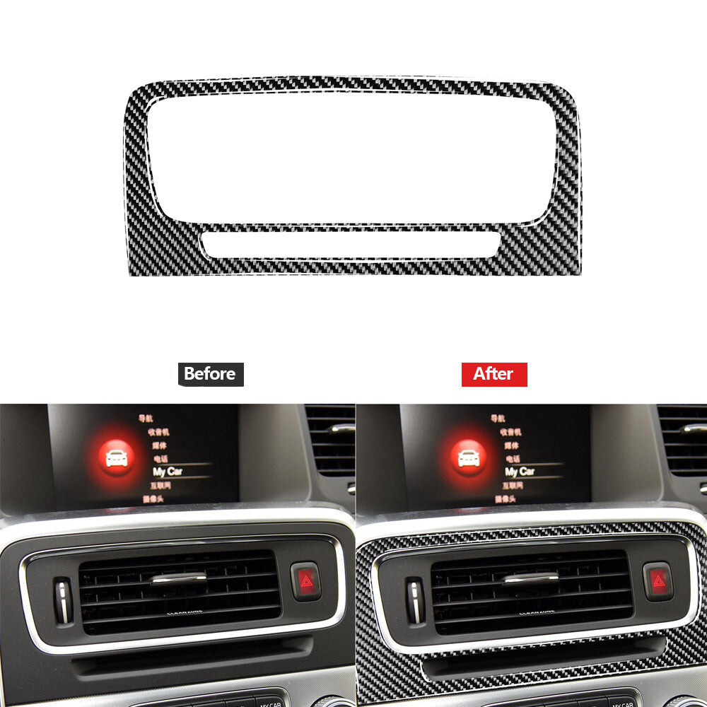 Carbon Fiber Center Air Vent Outlet Decorative Cover Trim for Volvo V60 2010-17