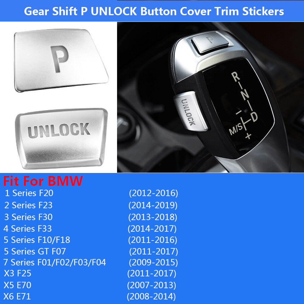 for BMW X5 X6 E70 E71 X3 1 2 3 4 Gear Shift Knob P UNLOCK Button Cover Trim 2x