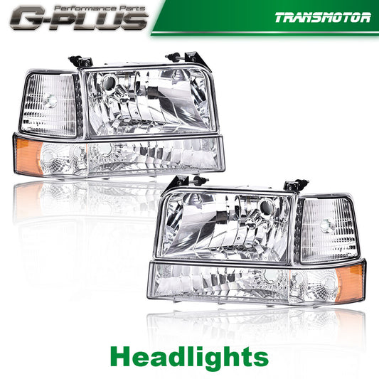 Headlights, corner marker lights, and bumper lights suitable for 92-96 for Ford F150, F250, F350, and for Mustang .