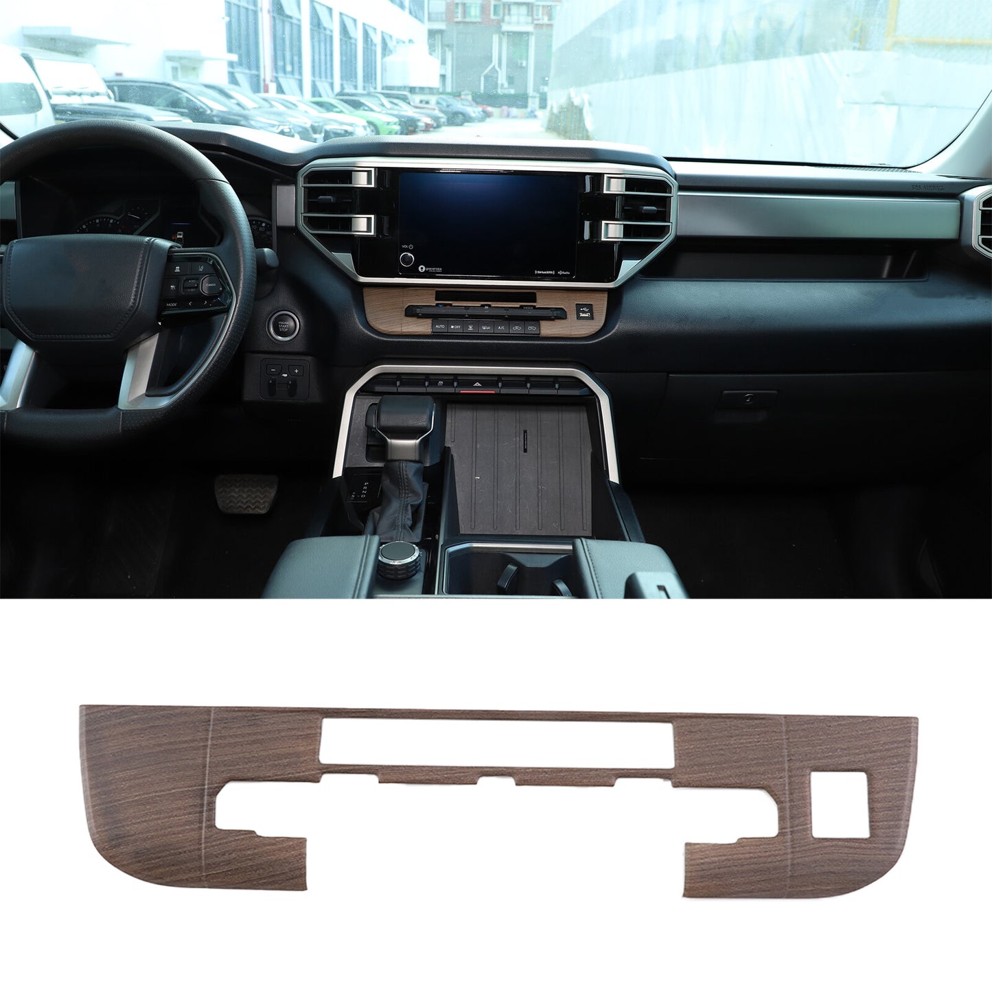 ABS Carbon Fiber Center Gear Shift Panel Cover Trim for Tacoma 2016 - 2020- v