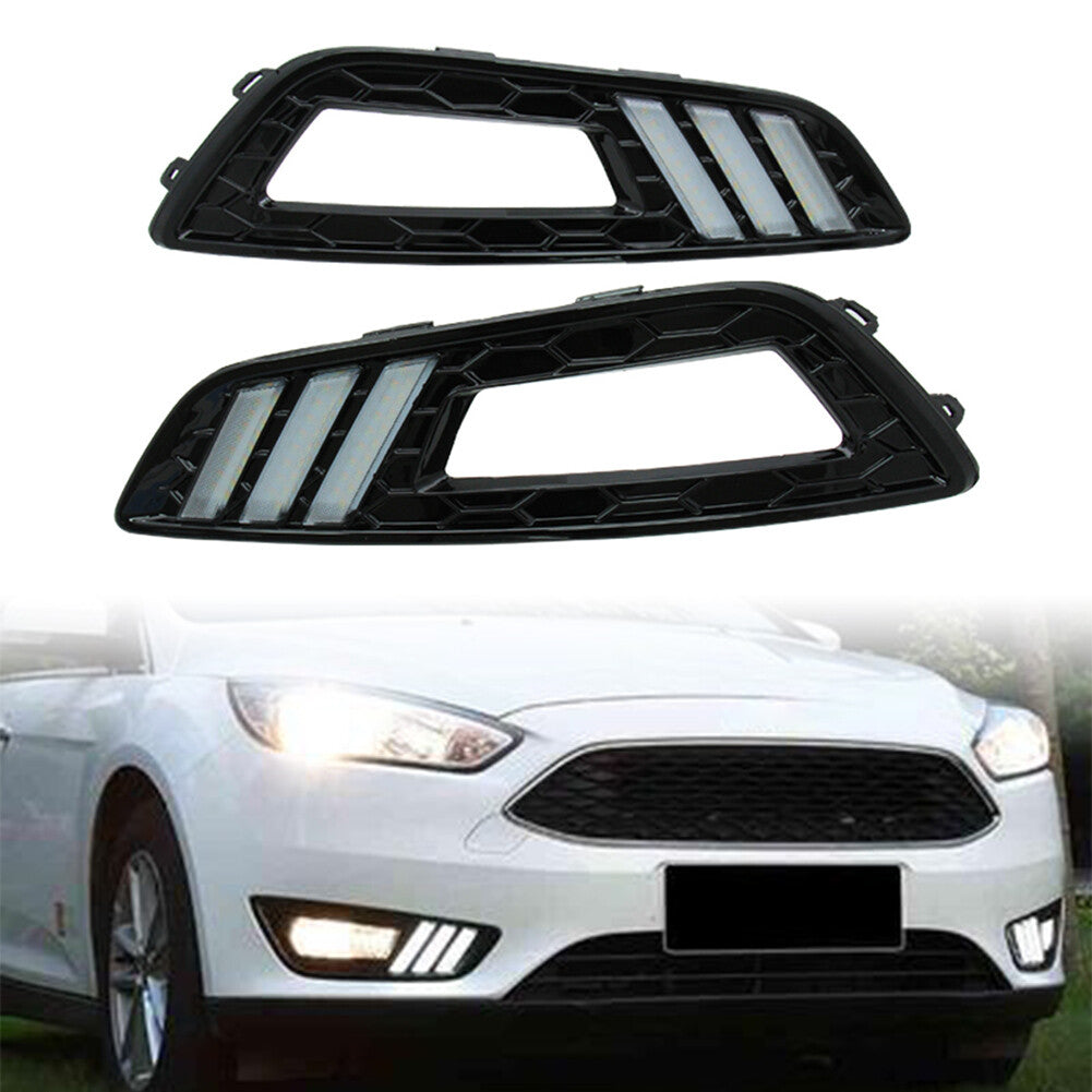 Two LED Daytime Running Lights (DRLs) for 2015-2016 for Ford Focus (White, Yellow, Blue)