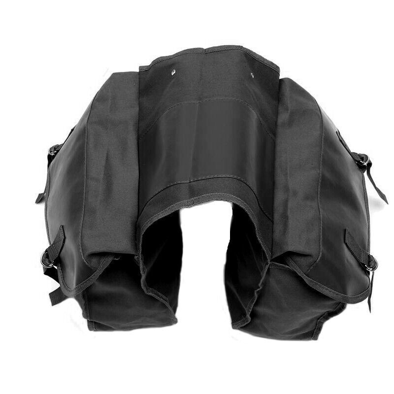 Universal motorcycle, scooter, and bicycle dual-strap flip-top storage saddle bag pocket - n
