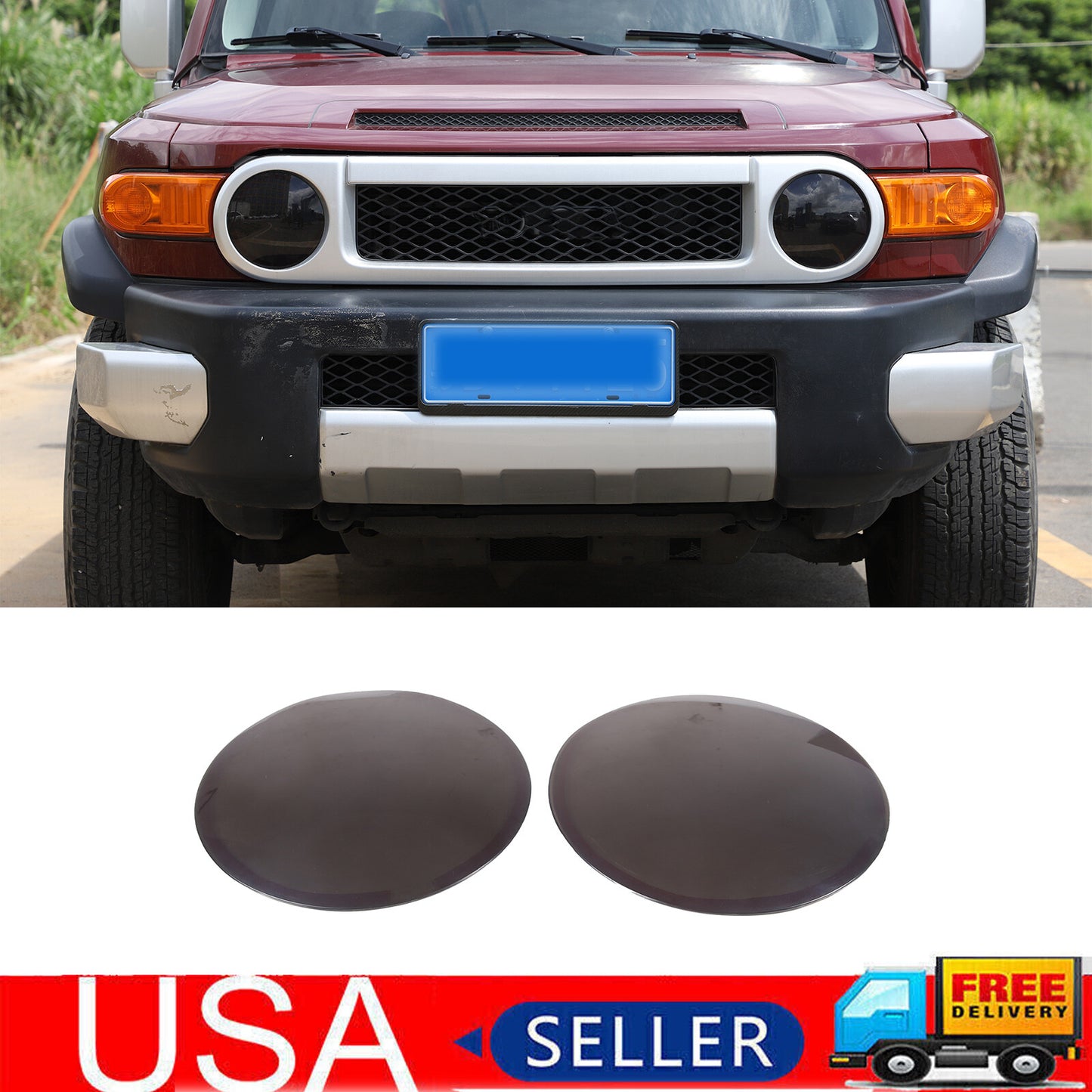 Smoked headlight bezel cover trim for Toyota FJ Cruiser 07-21