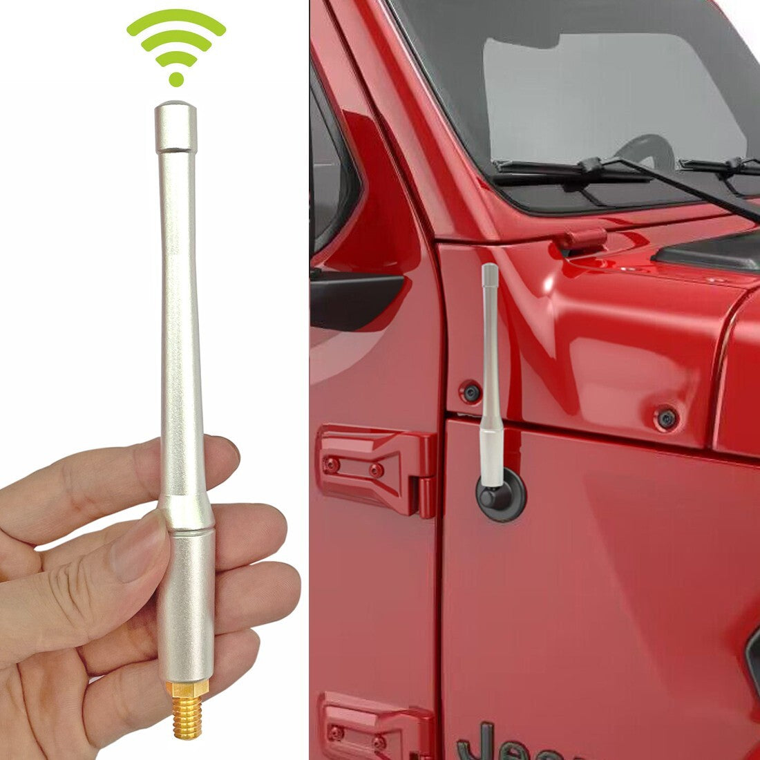 Silver Metal 6 Antenna for Jeep for Wrangler JK JKU JL JLU Rubicon Sahara 2007-2024