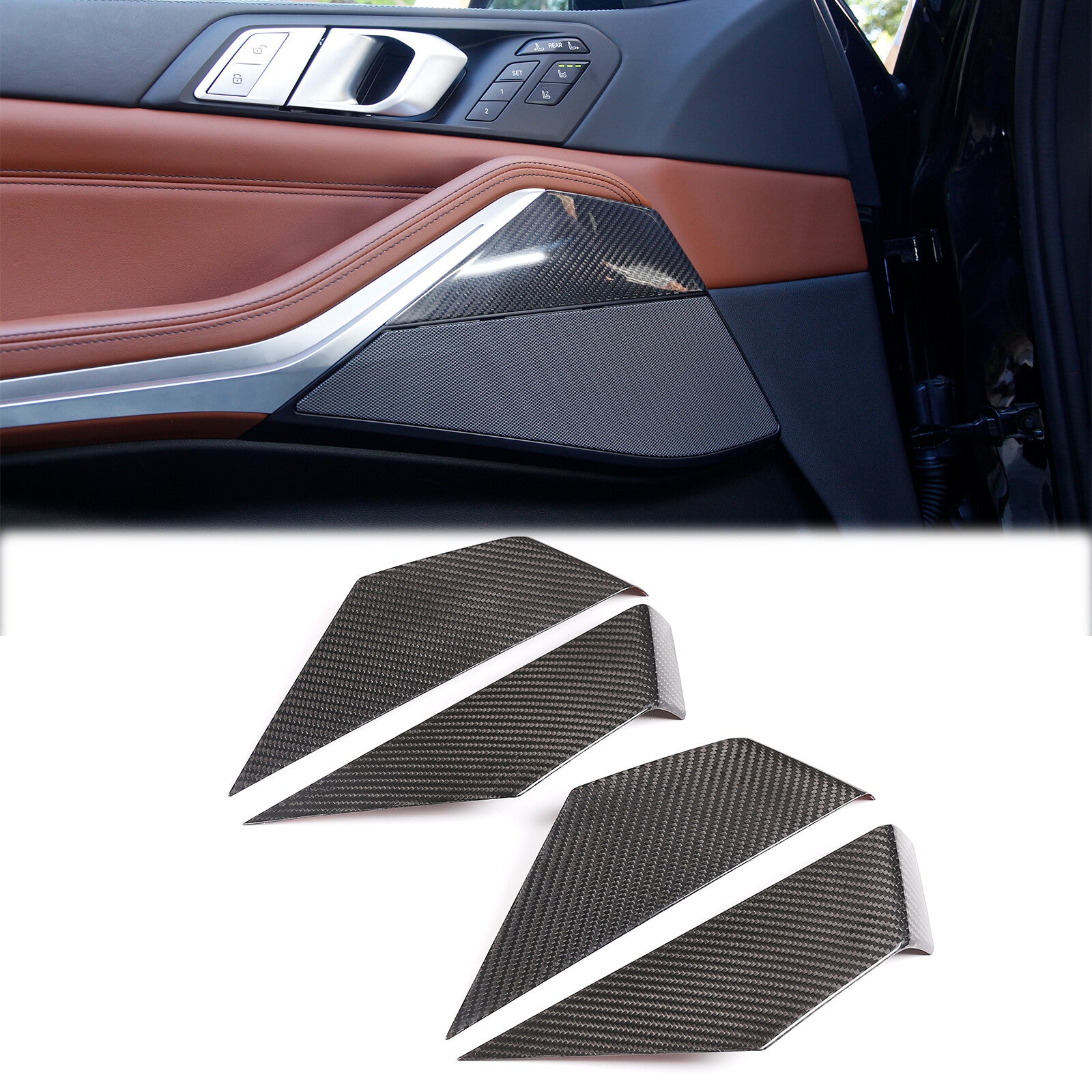 Dry Carbon Fiber Steering Wheel Button Panel Cover for Corvette C7 2014 - 2019 - v