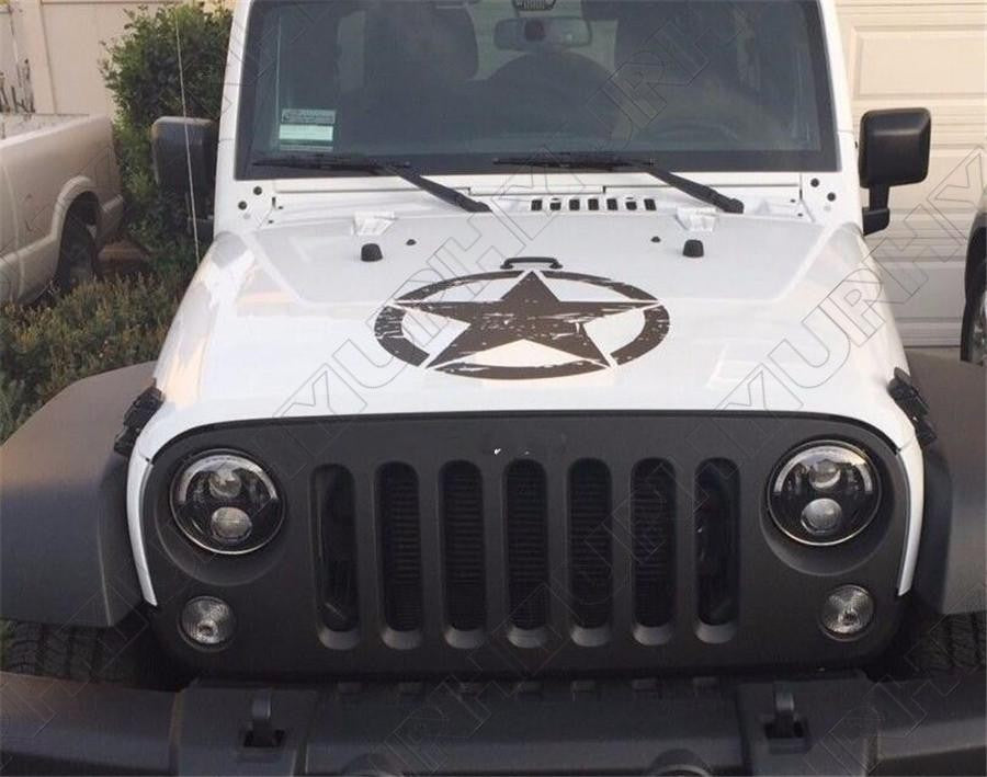 Sticker Matt Distressed Army Military Star Hood Decal for Jeep for Wrangler etc Q