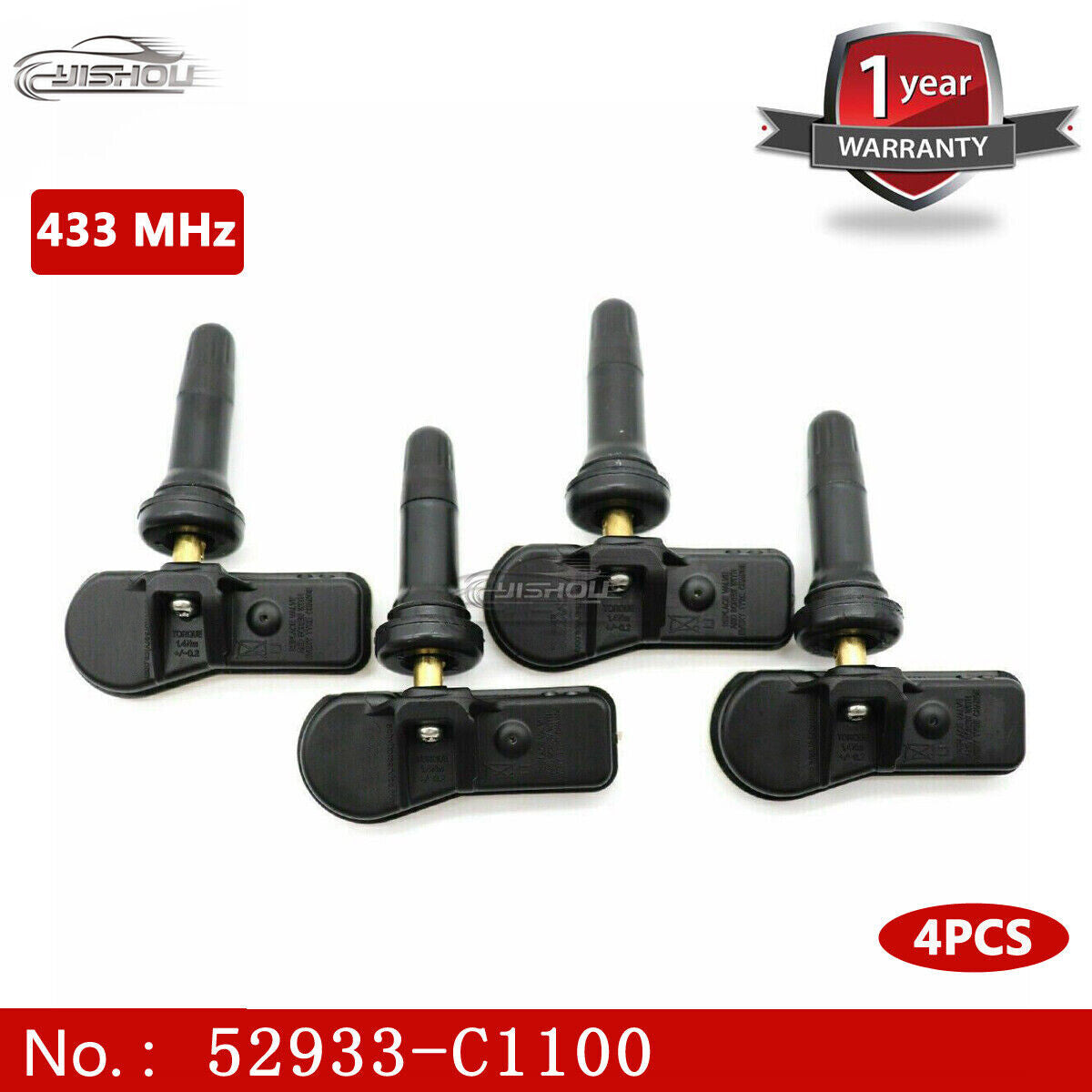 4-pack Tire Pressure Monitoring Sensors TPMS 52933-C1100 for Hyundai for Tucson Sonata LF