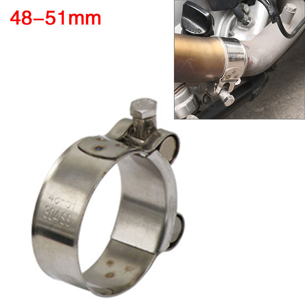 Exhaust Pipe Clamp 48mm-51mm Stainless Steel Muffler Fixed Caliper Motorcycle
