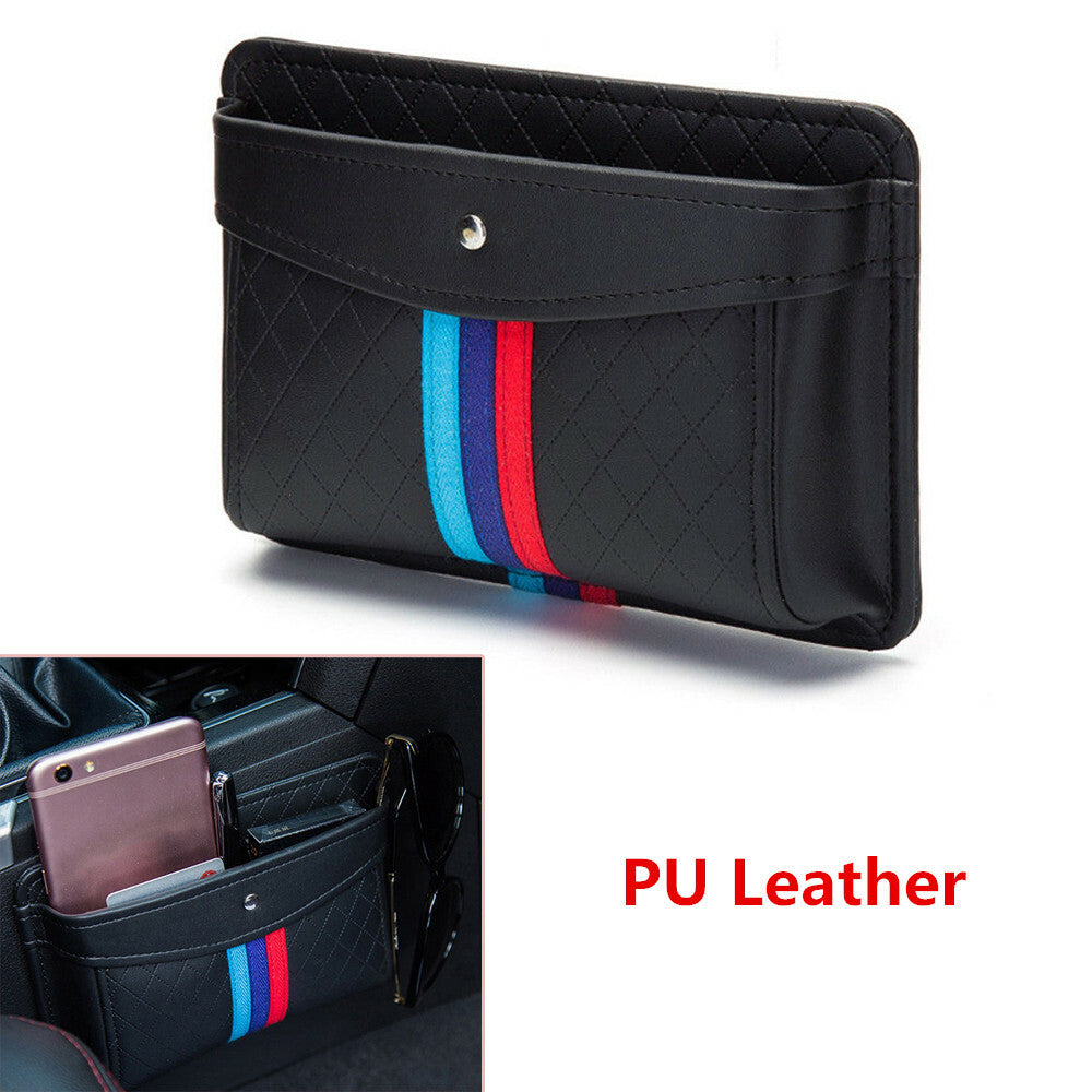 PU leather car storage bag, pocket, cell phone pouch, accessories, self-adhesive. n