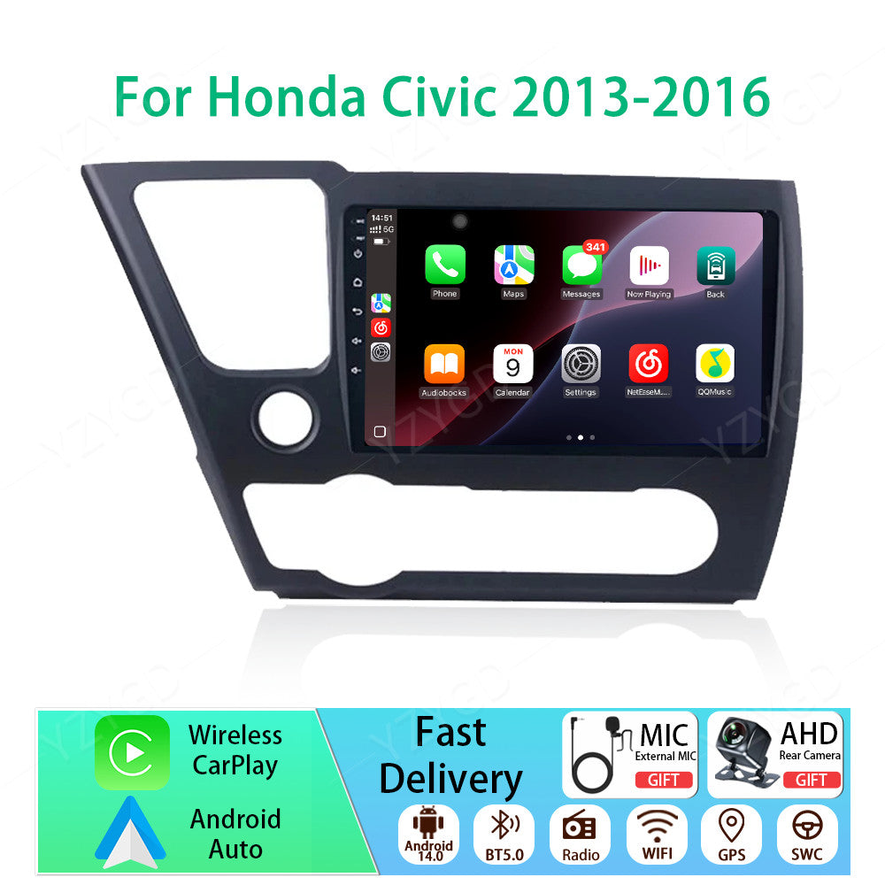 for Honda for Civic 2013-2016 Stereo GPS Multimedia Android CarPlay Car Radio Screen