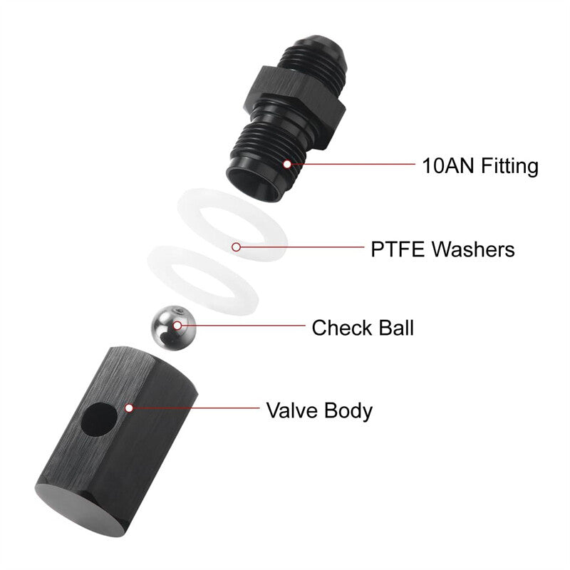 10AN Male Fuel Cell Tank Rollover Vent Valve Mounted Hose Line Fitting Aluminum Q