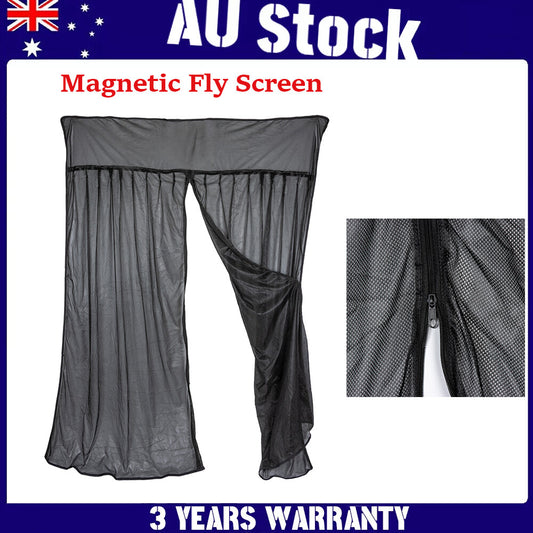 1X Magnetic Fly Screen For Anti-mosquito Outdoor Camping With Drawstring Vag AU v