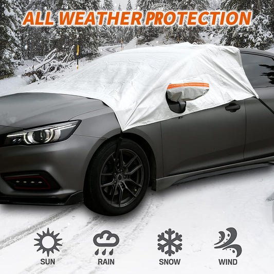 Car Half Body Cover Windproof Watproof Dust UV Sun Snow Protection F/Sedan E4W6 Q