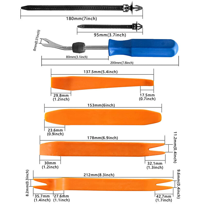 1295-piece set of universal automotive body rivets, bumper panel fasteners, and clips with tools. n