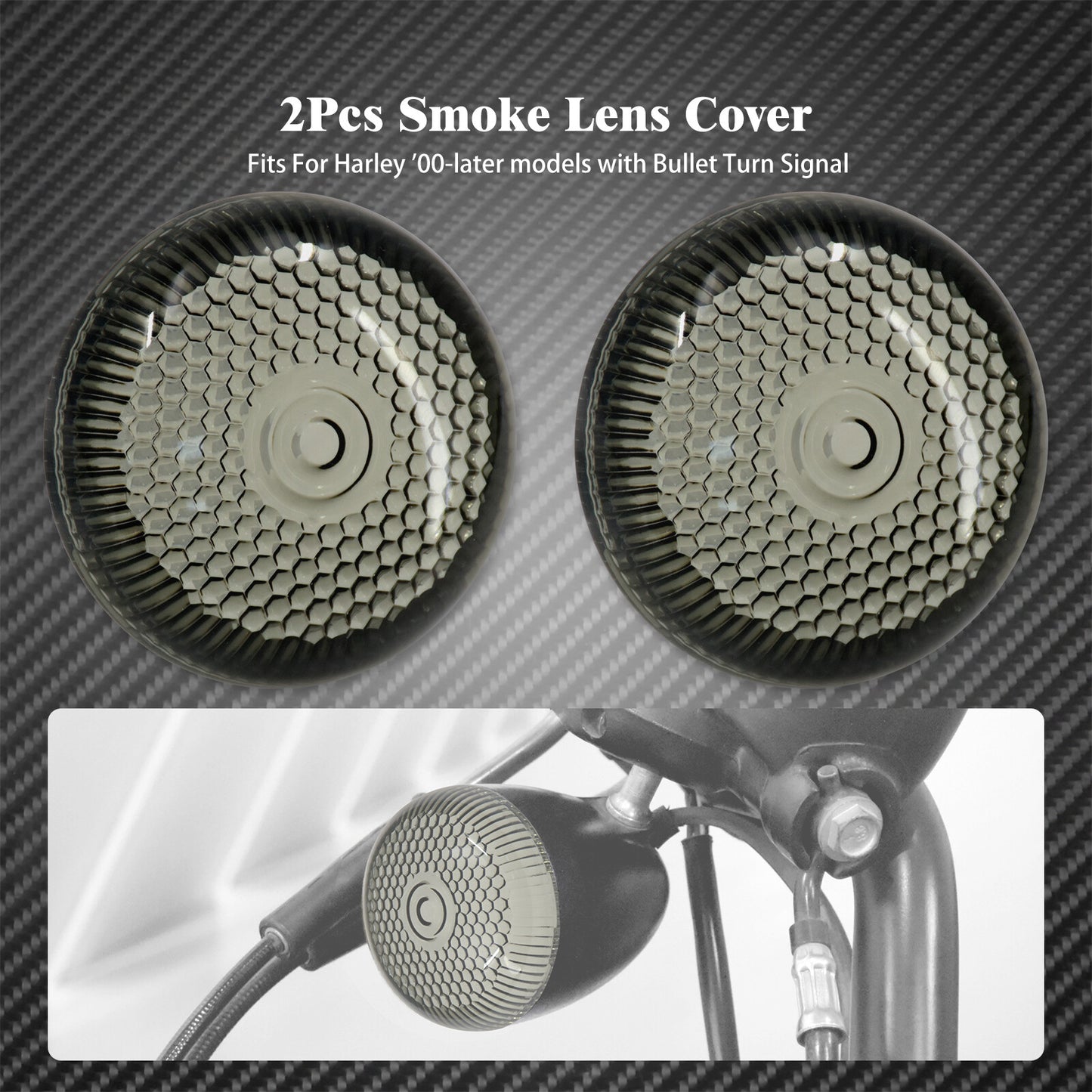 2x Smoke Bullet Turn Signals Light Lens Cover Fit for Harley FLRT FLTRX 2000-23 Q