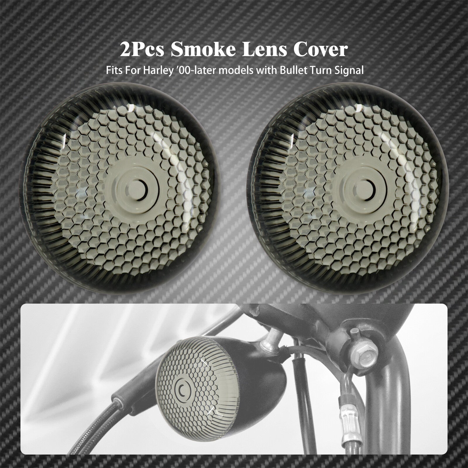 2x Smoke Bullet Turn Signals Light Lens Cover Fit for Harley FLRT FLTRX 2000-23 Q