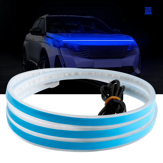 70IN Blue Car SUV Hood LED Daytime Running Light Strip Waterproof Flexible DRL