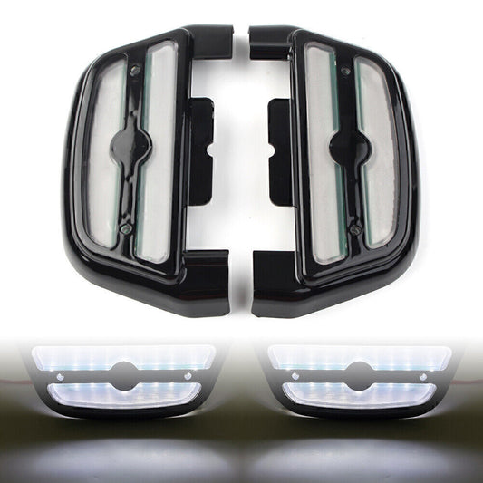 LED Light Passenger Footboard Floorboard Cover for Harley Touring Road King BLK