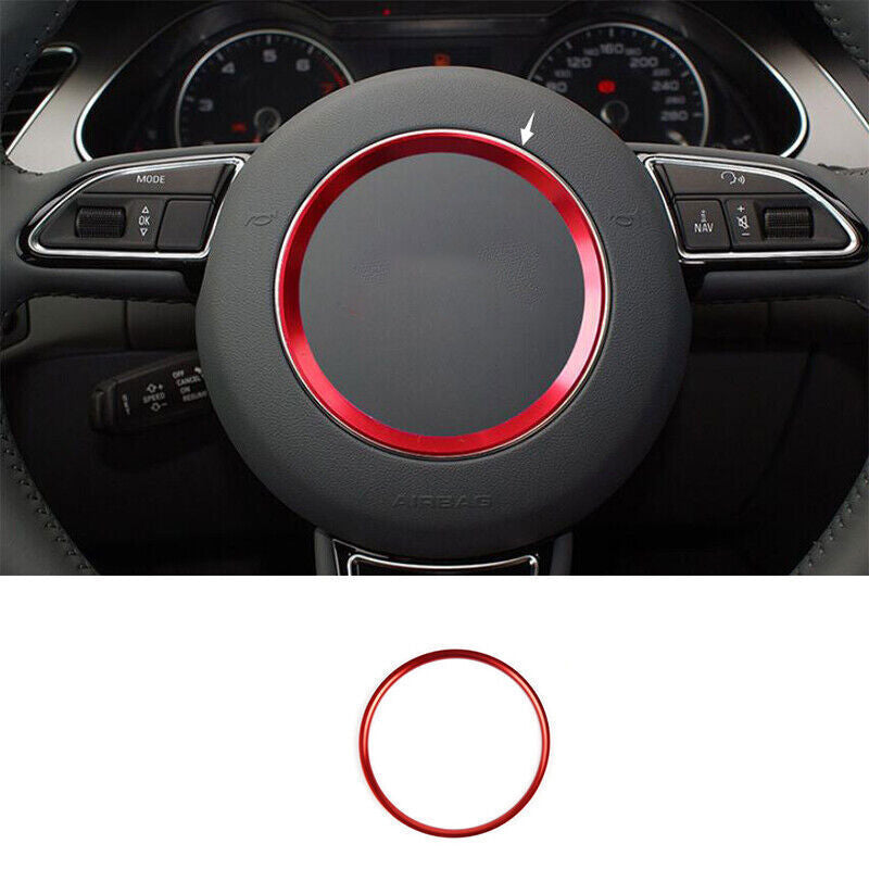 Fit for Audi Q3 2013-2018 Red Aluminum Inner Steering Wheel Ring Molding Trim 1P