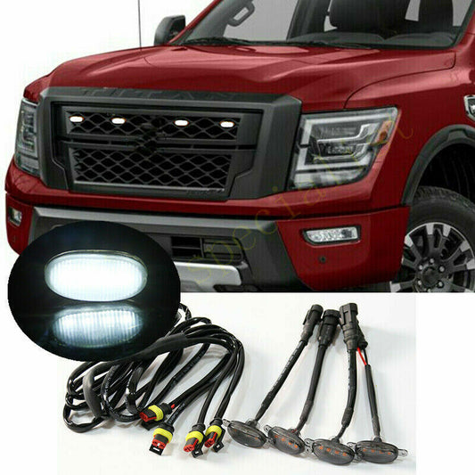 for Nissan Titan XD 2016-2024 Front Grille smoke LED Light Style DRL Lamp