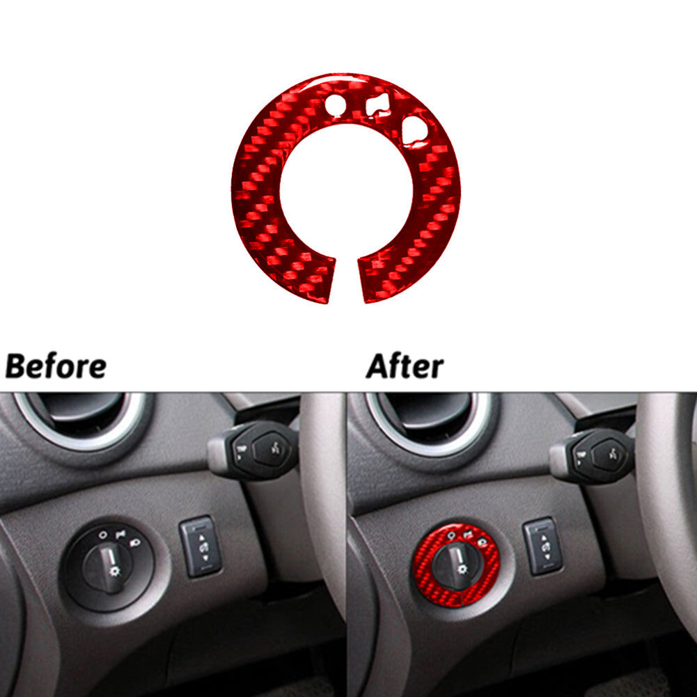 Red Carbon Fiber Interior Dim light control Cover Trim for Ford Fiesta 2011-2015