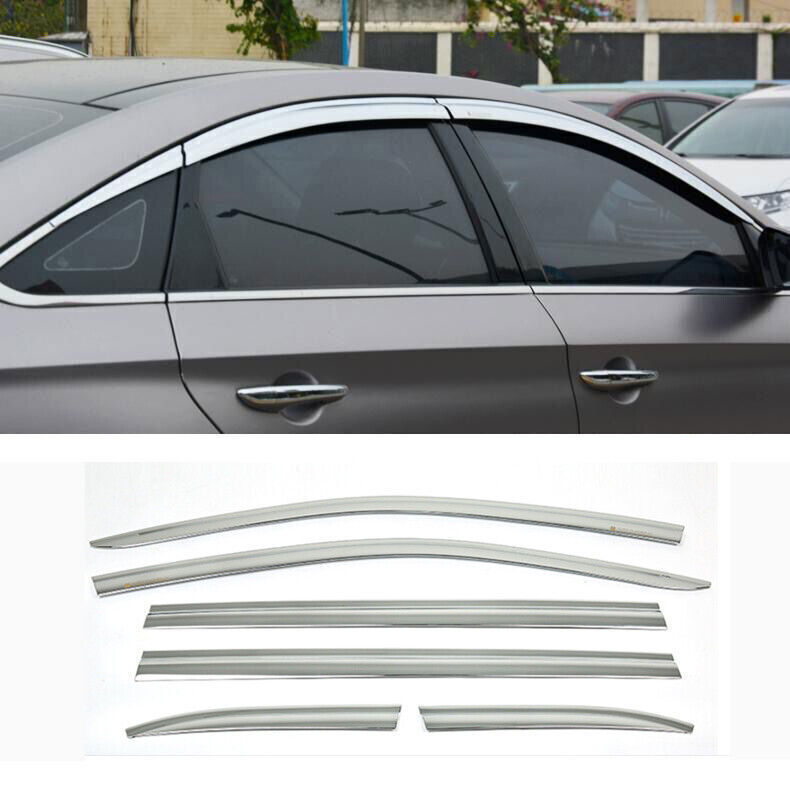 for Hyundai Sonata 2015-2019 Chrome Window Wind Visors Rain Guard Vent Deflector