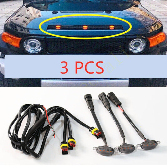 3X for Toyota FJ Cruiser 2007-2014 Car Hood LED Light Style Grill Smoky Q