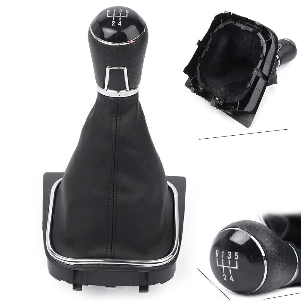5 Speed Gear Shift Knob Lever PU Leather Boot Gaiter Cover for Golf MK5 MK6 Q