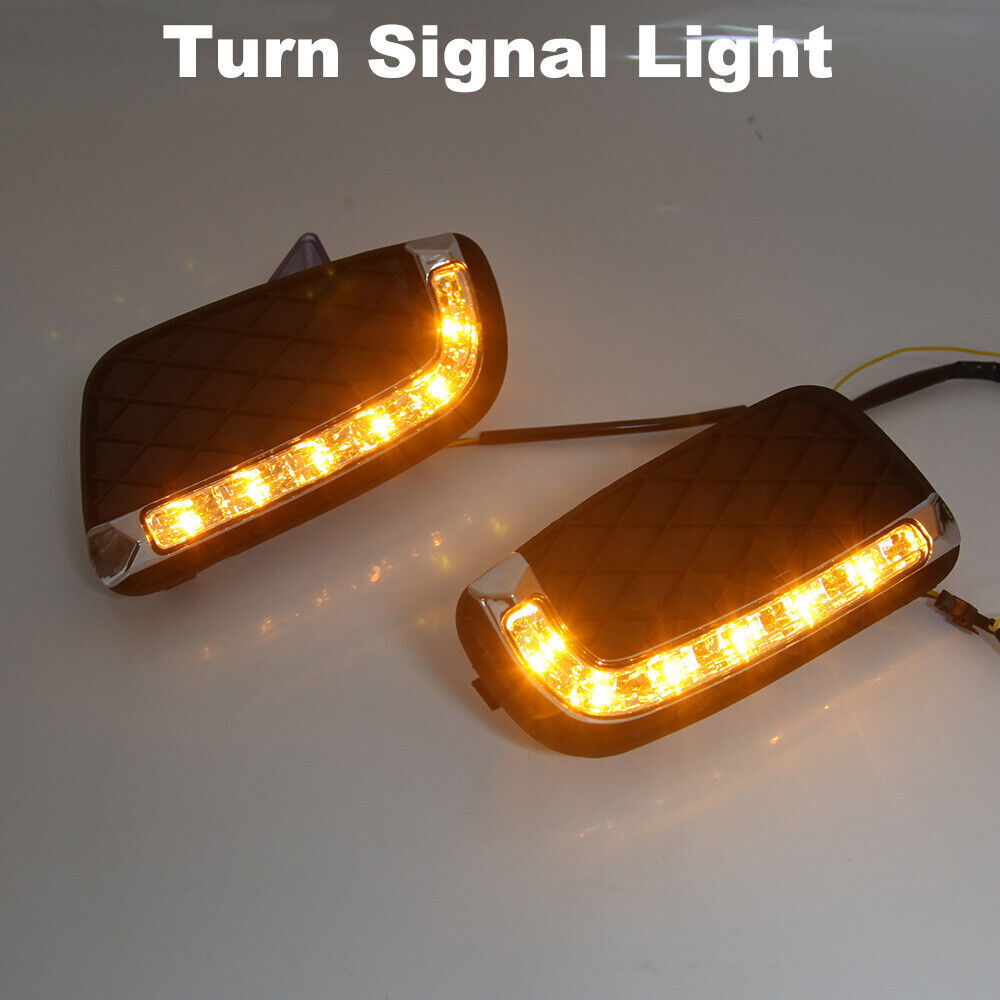 for Benz for Smart Fortwo 2008-2011 LED DRL Daytime Running Fog Light w/ Turn Signal