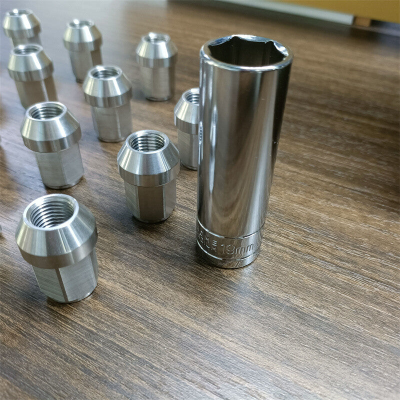 20pcs M14*1.5 Stainless Steel Wheel Nuts Lug Nuts Hex 19mm Length 35mm Universal Q