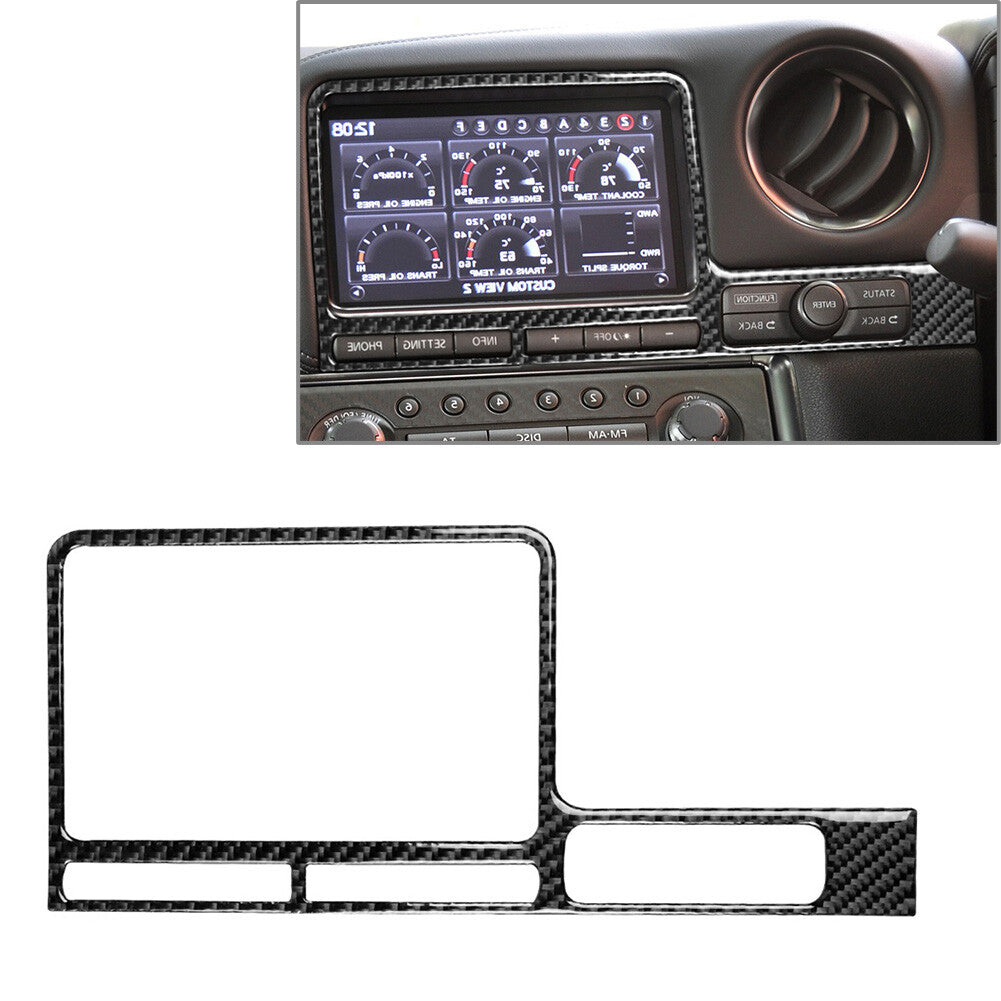 RHD Car Auto GPS Navigation Panel Cover Trim for Nissan GTR R35 2008-2016 Black