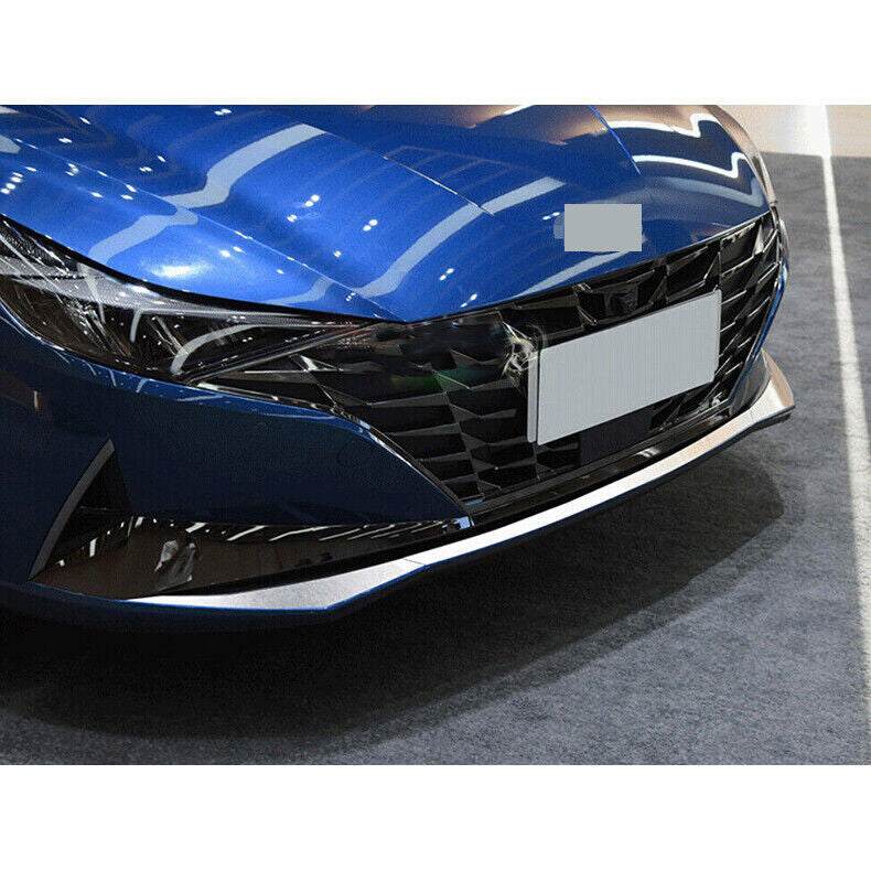 for Hyundai for Elantra 2021-2023 Chrome Steel Front Bumper Cover Guard Strip Trim3