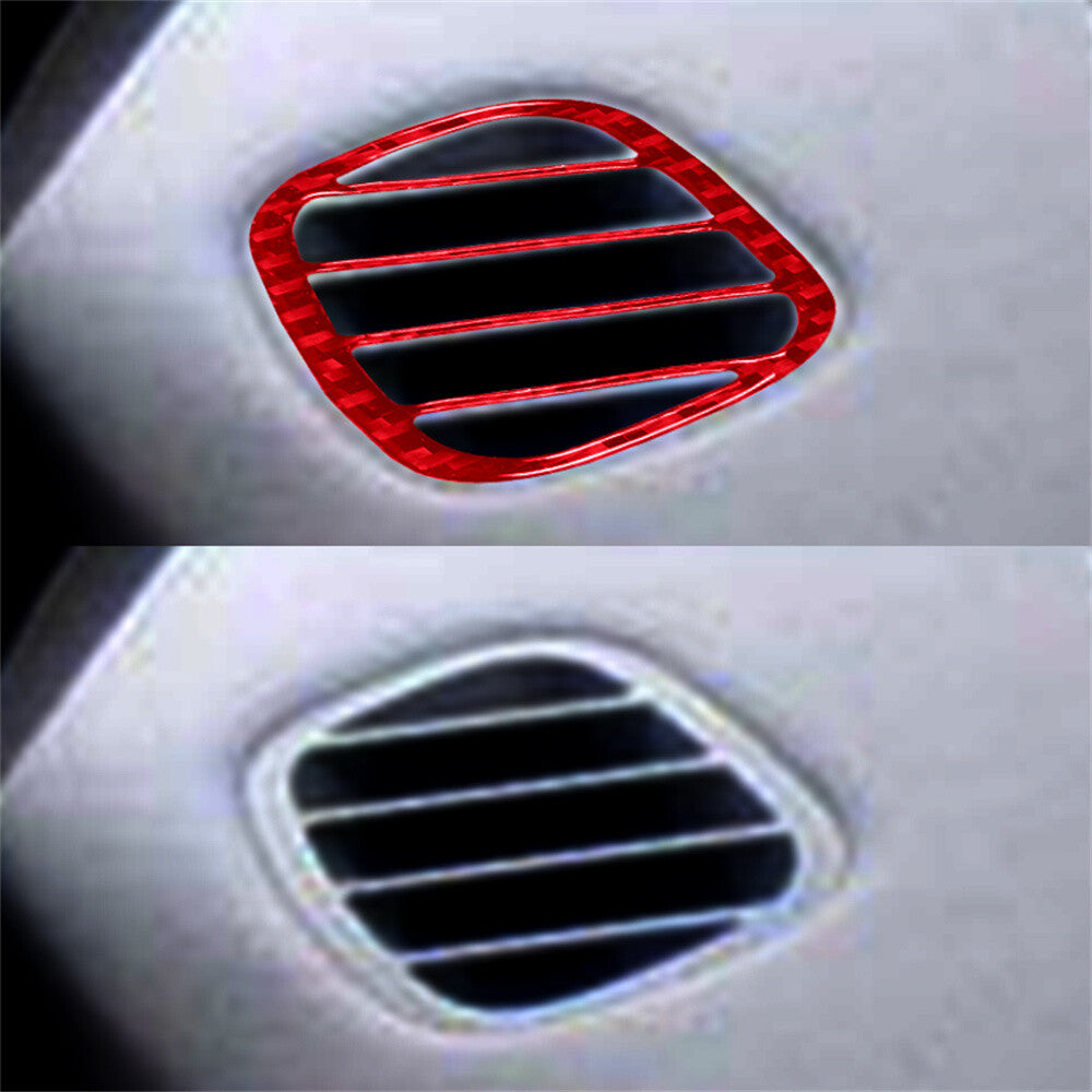 2¡ÁRed Carbon Fiber Dashboard Demist Air Vent Outlet Trim for Jaguar XF 2009-2011