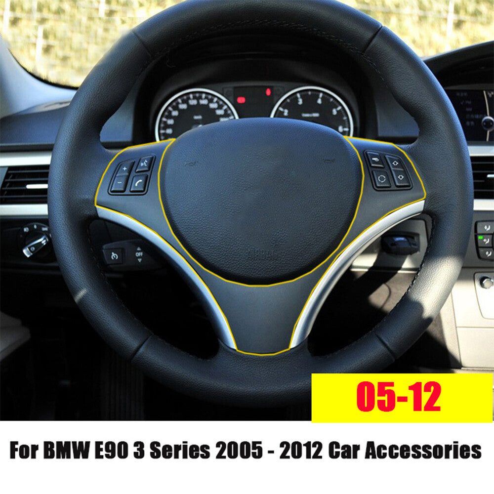 for BMW 3Series E90 325 335i 05-12 Steering Wheel Panel Decoration Cover Silver