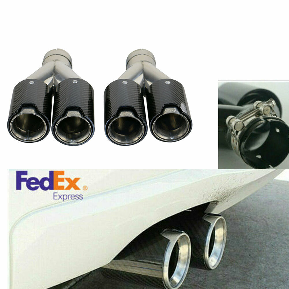 Pair 2.5'' ID 79mm OD Carbon Fiber Exhaust Tip Dual End Tips for BMW Y Style M
