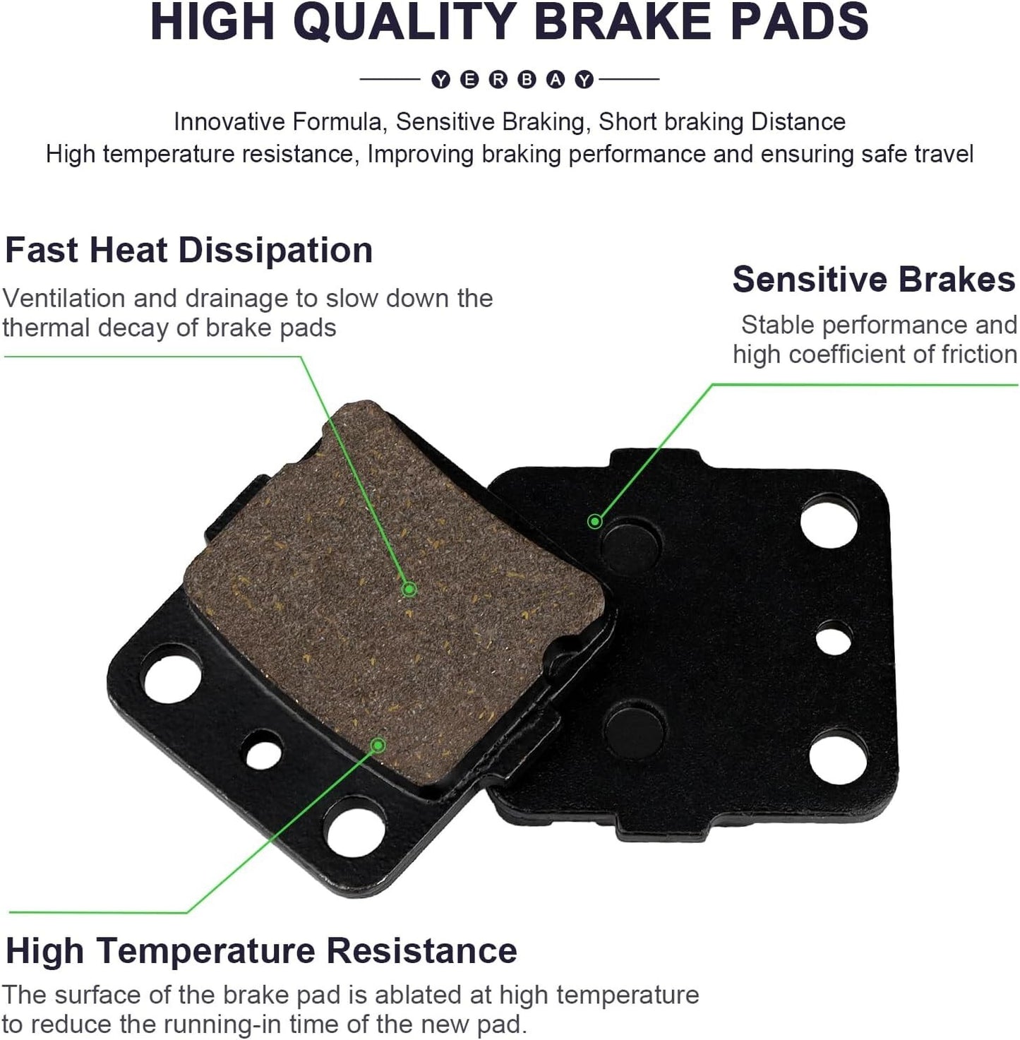 Front Rear Brake Pads Compatible for Suzuki LT-Z 400 LTZ400 Quadsport 400 2003