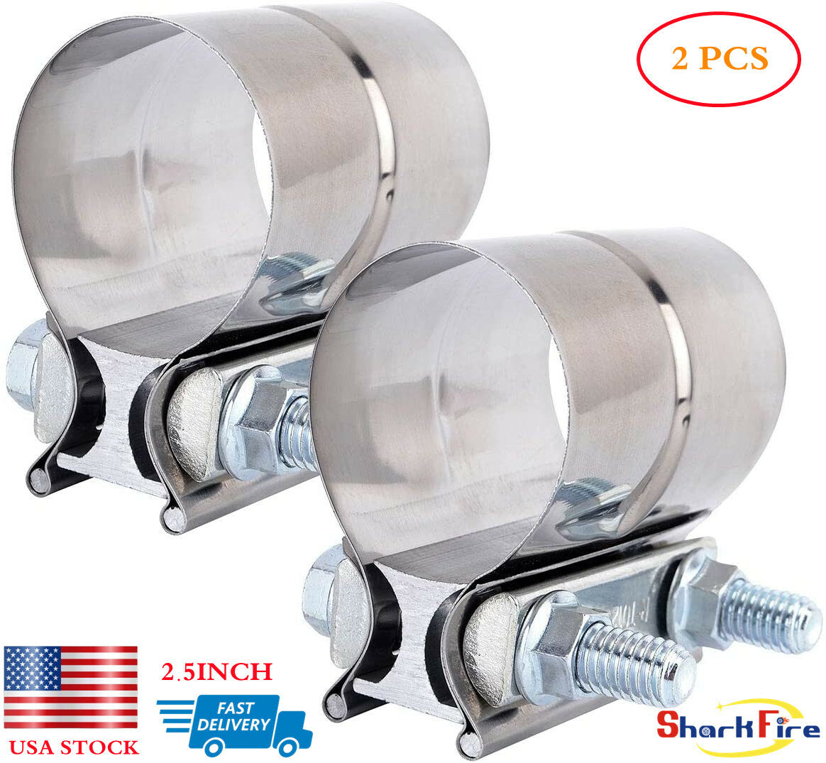 2.5-inch coiled hose with clamp repair prefabricated 304 stainless steel 2-piece set