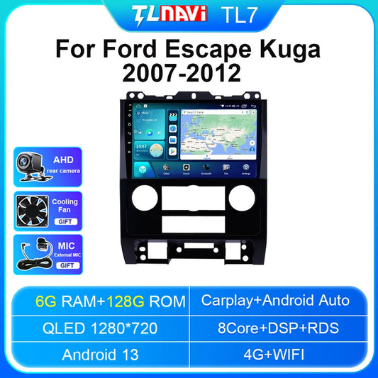 for Ford Escape 2007-2012 Car Radio Android Carplay Multimedia Player GPS Screen