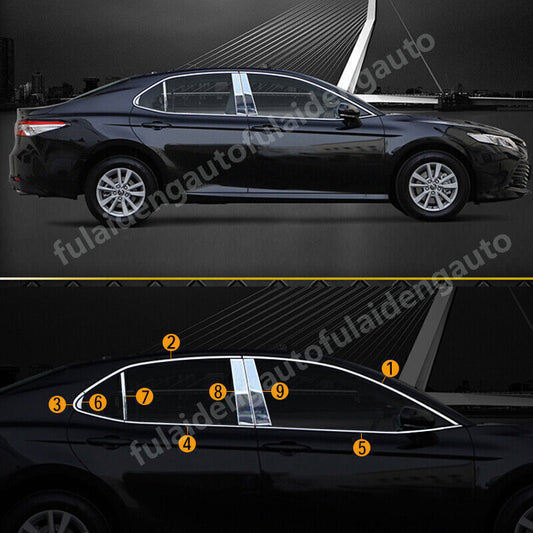 for Toyota for Camry 18-23 Chrome Steel Door Window Strip frame Sill Cover Trim 18x